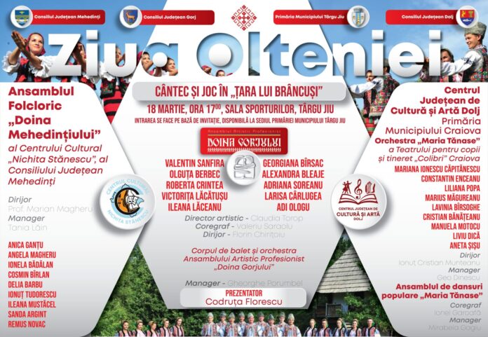 Ziua Olteniei, sărbătorită la Târgu Jiu printr-un spectacol de cântec și joc popular în „Țara lui Brâncuși”*