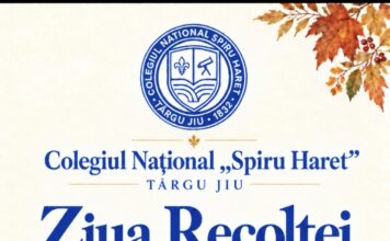 Ziua Recoltei la Târgu Jiu: Elevii de la Colegiul Național „Spiru Haret” vând bunătăți de toamnă pentru un caz caritabil