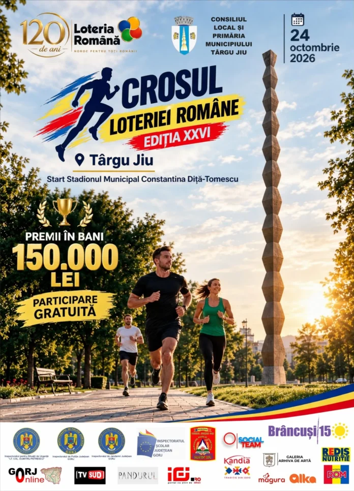 Crosul Loteriei Romane ajunge la Targu Jiu pe 24 octombrie. Premii de 150.000 de lei si concert cu Smiley si Cristian Porcari